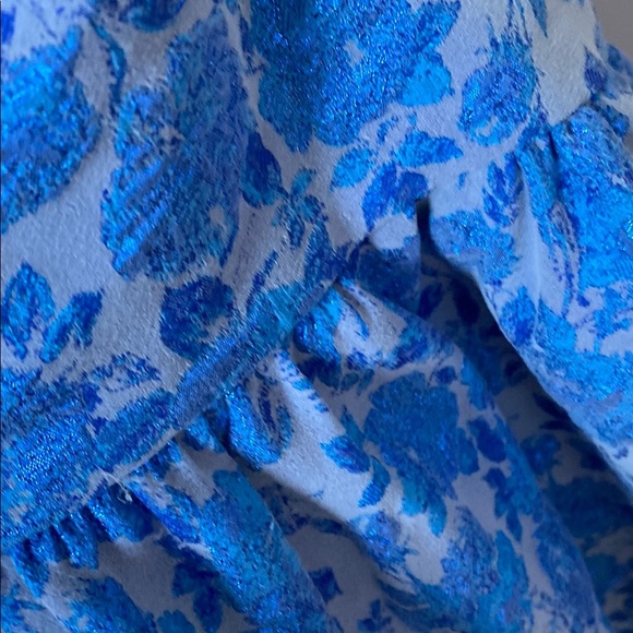 Theia Blue and White Off-Shoulder Sheath Dress - Picture 14 of 16